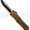 Atomic Defender Large OTF Automatic Knife Sand Brown - Two Tone Drop Point -AKC Knife Shop Atomic Defender Sand Brown OTF Auto TT Plain GX 33729 jr large