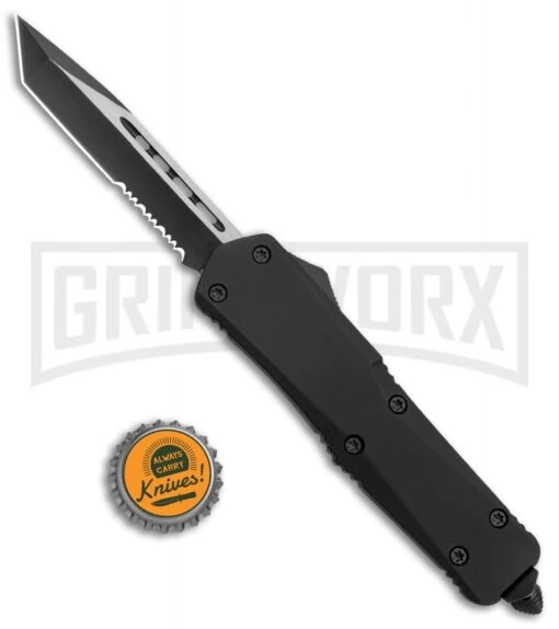 Atomic Lance Tanto Black OTF Automatic Knife - Two Tone Serr -AKC Knife Shop Atomic Lance Tanto Black OTF Auto TT Serr GX 19199 jr bottlecap large