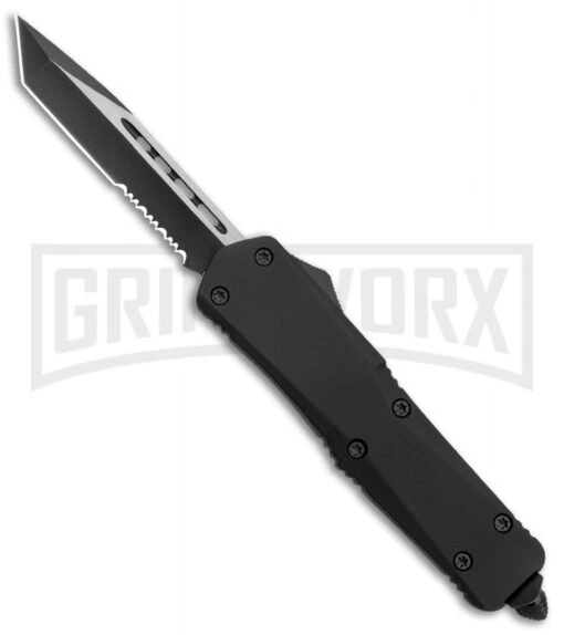 Atomic Lance Tanto Black OTF Automatic Knife - Two Tone Serr -AKC Knife Shop Atomic Lance Tanto Black OTF Auto TT Serr GX 19199 jr large