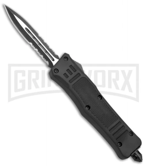 Atomic Defender Mini OTF Automatic Knife Black - Serr Two Tone Dagger -AKC Knife Shop Atomic Mini Defender Dagger Black TT Serr WNS IT M108 BP 19602 jr large