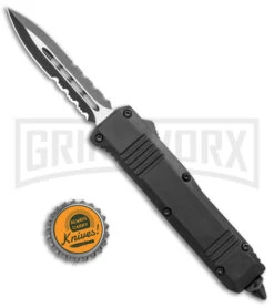 Atomic Mini Shield Dagger Black OTF Automatic Knife - Serr -AKC Knife Shop Atomic Mini Shield Dagger Black OTF Auto Serr GX 19604 jr bottlecap large