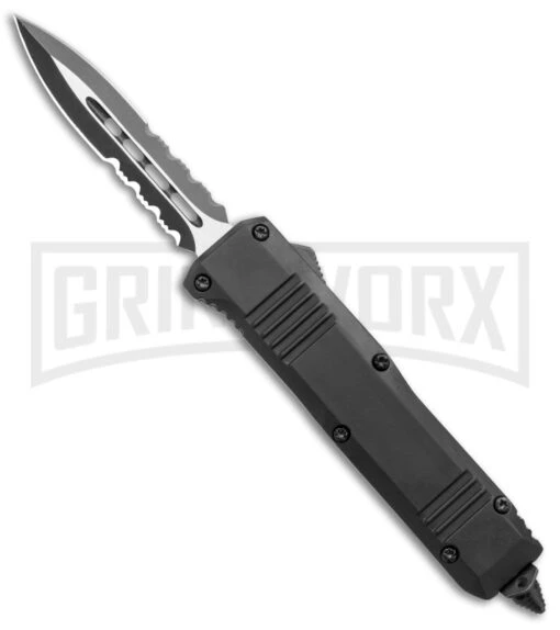 Atomic Mini Shield Dagger Black OTF Automatic Knife - Serr -AKC Knife Shop Atomic Mini Shield Dagger Black OTF Auto Serr GX 19604 jr large