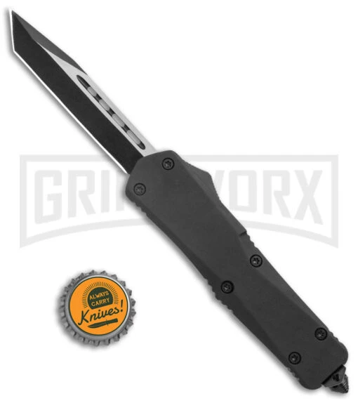 Atomic Lance Tanto Black OTF Auto Knife - Two Tone Plain -AKC Knife Shop Atomic Shield Large Tanto Black OTF Auto TT GX 38228 jr bottlecap large