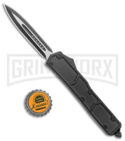 Atomic Slim OTF Smooth Scale Automatic Knife - Dagger 2 Tone Plain -AKC Knife Shop Atomic Slim Dagger Black OTF Smooth Scales TT GX 38191 jr bottlecap large