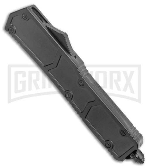 Atomic Slim OTF Smooth Scale Automatic Knife - Dagger 2 Tone Plain -AKC Knife Shop Atomic Slim Dagger Black OTF Smooth Scales TT GX 38191 jr spine large