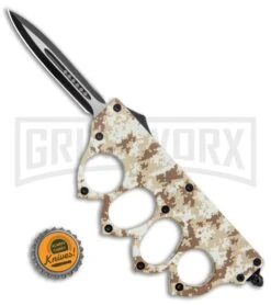 Atomic Tan Digital Camo OTF Automatic Knuckle Knife - Dagger Two-Tone -AKC Knife Shop Atomic Tan Digital Camo OTF Auto Knuckle Knife Dagger TT GX 37560 jr bottlecap large