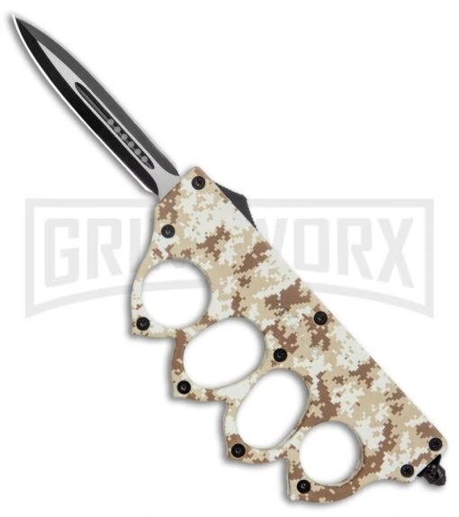 Atomic Tan Digital Camo OTF Automatic Knuckle Knife - Dagger Two-Tone -AKC Knife Shop Atomic Tan Digital Camo OTF Auto Knuckle Knife Dagger TT GX 37560 jr large