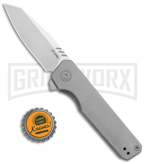 Axial Enzi Bead Blasted Titanium Frame Lock Knife - Satin 20CV -AKC Knife Shop Axial Enzi Knife Beadblasted Ti Reverse Tanto Satin BHQ 146958 jr bottlecap large