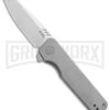 Axial Enzi Bead Blasted Titanium Frame Lock Knife - Satin 20CV -AKC Knife Shop Axial Enzi Knife Beadblasted Ti Reverse Tanto Satin BHQ 146958 jr large