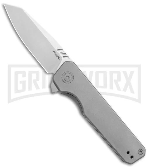 Axial Enzi Bead Blasted Titanium Frame Lock Knife - Satin 20CV -AKC Knife Shop Axial Enzi Knife Beadblasted Ti Reverse Tanto Satin BHQ 146958 jr large