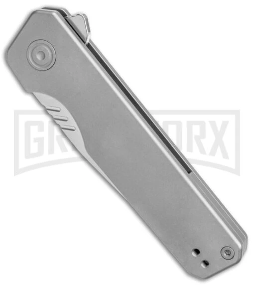 Axial Enzi Bead Blasted Titanium Frame Lock Knife - Satin 20CV -AKC Knife Shop Axial Enzi Knife Beadblasted Ti Reverse Tanto Satin BHQ 146958 jr spine large