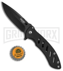 Bear Edge Brisk 1.0 Black Folding Knife - Black Plain -AKC Knife Shop Bear Edge Brisk Black Black 61511 BHQ 68030 jr bottlecap large