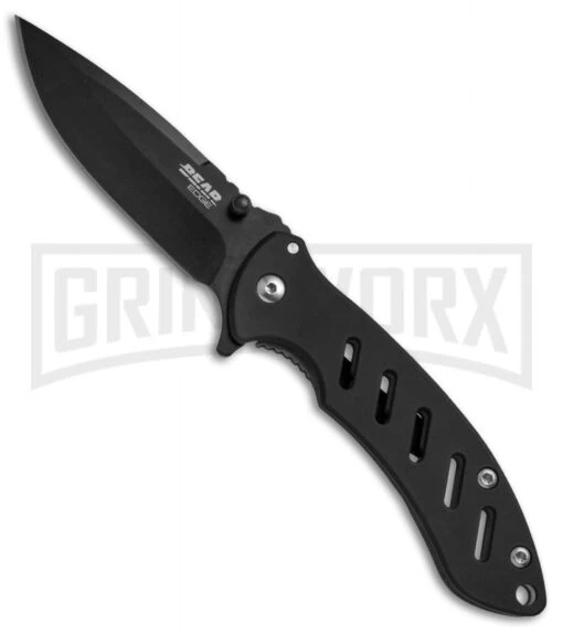 Bear Edge Brisk 1.0 Black Folding Knife - Black Plain -AKC Knife Shop Bear Edge Brisk Black Black 61511 BHQ 68030 jr large