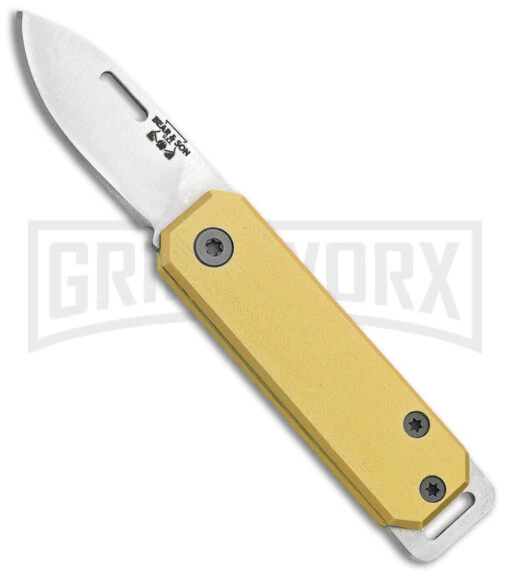 Bear & Son 109 Slip Joint Yellow Pocket Knife - Satin Plain -AKC Knife Shop Bear and Son Aluminum SJ Yellow Satin BHQ 107783 jr large