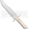 Bear & Son Bowie White Bone Fixed Blade - Satin Plain -AKC Knife Shop Bear and Son Bowie White Bone Satin WSB02 BP 22033 jr large