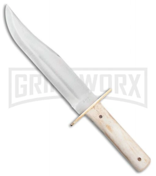 Bear & Son Bowie White Bone Fixed Blade - Satin Plain -AKC Knife Shop Bear and Son Bowie White Bone Satin WSB02 BP 22033 jr large