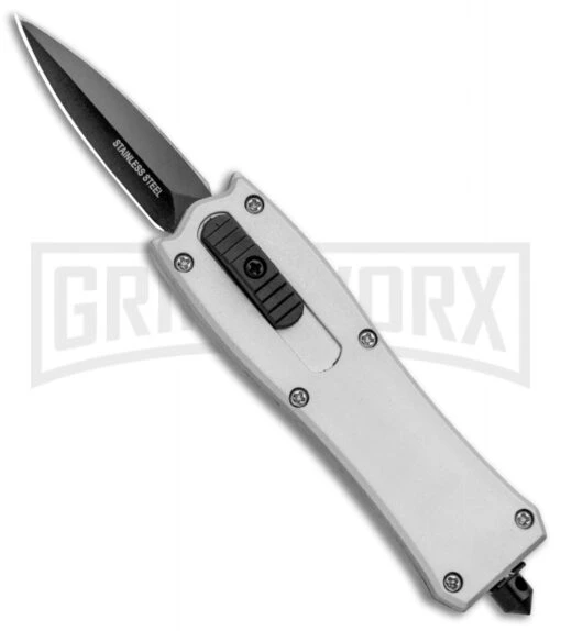 Belly Button Silver OTF Automatic Knife (2" Black) -AKC Knife Shop Belly Button Silver OTF Auto Black SB023SL GX 33782 jr large