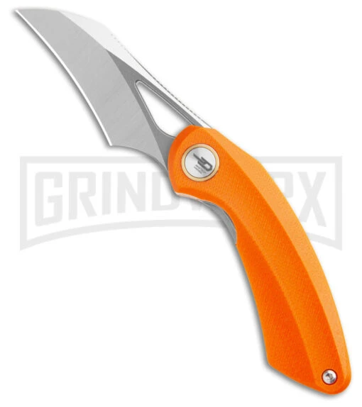 Bestech Knives Bihai Orange G-10 Pocket Knife - Satin/Gray Plain -AKC Knife Shop Bestech Knives Hel Bihai Liner Lock Knife Orange G 10 Black Satin SW BHQ 179725 kc2 large