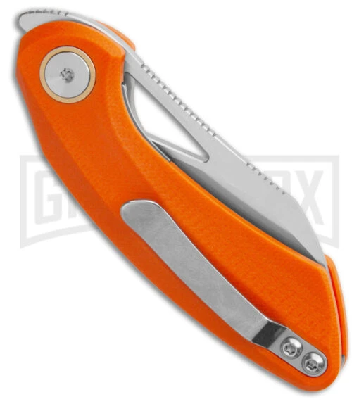 Bestech Knives Bihai Orange G-10 Pocket Knife - Satin/Gray Plain -AKC Knife Shop Bestech Knives Hel Bihai Liner Lock Knife Orange G 10 Black Satin SW BHQ 179725 side kc large