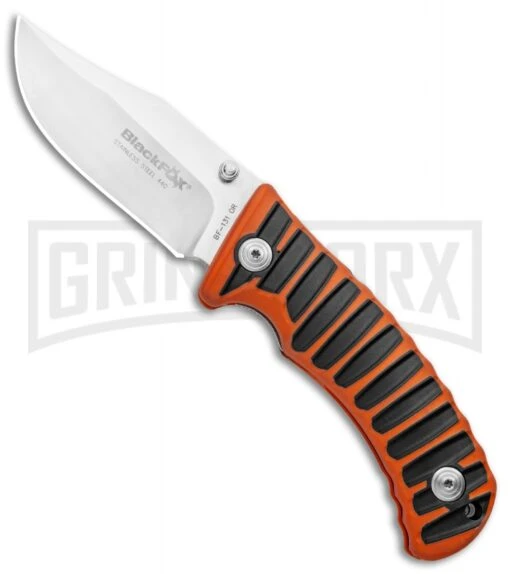 Boker BF-131 Fox Orange/Black Liner Lock Knife - Satin Plain -AKC Knife Shop Boker BF 131 Orange Black Fox Folder 01FX035 BHQ 117275 jr large