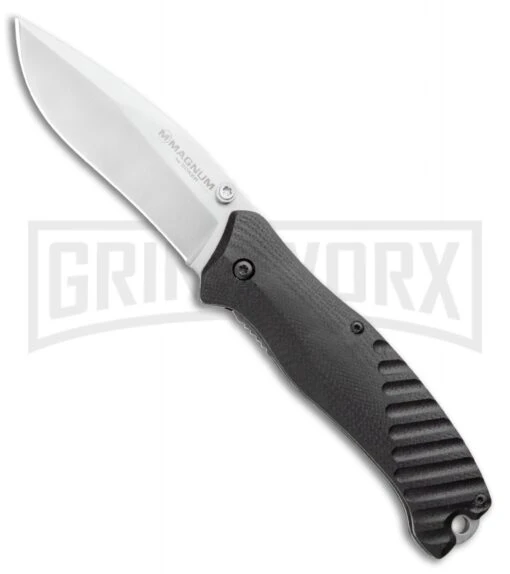 Boker Magnum Buddy Black G-10 Liner Lock Knife - Satin Plain -AKC Knife Shop Boker Magnum Buddy Manual Knife Black G 10 BHQ 94419 ns large