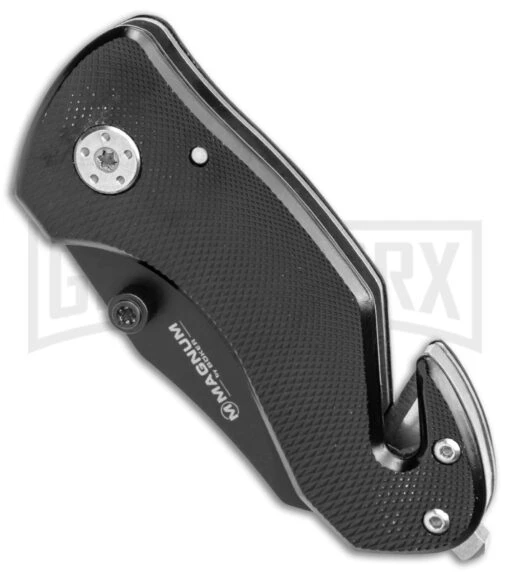 Boker Magnum Compact Rescue Black Liner Lock Knife - Black Serrated -AKC Knife Shop Boker Magnum Compact Rescue LL Black BHQ 40385 jr spine large