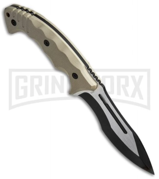 Boker Magnum Joint Adventure Tan G-10 Fixed Blade Knife - Two Tone Plain -AKC Knife Shop Boker Magnum Joint Adventure Tan TT 02SC102 BHQ 49553 jr spine large