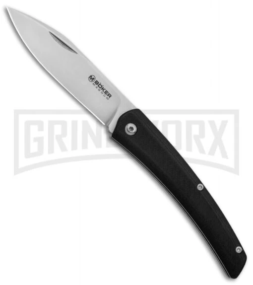 Boker Magnum Long Lead EDC Slip Joint Knife - Satin Plain -AKC Knife Shop Boker Magnum LL EDC SJ Black G 10 Satin 01SC080 BHQ 120664 jr large