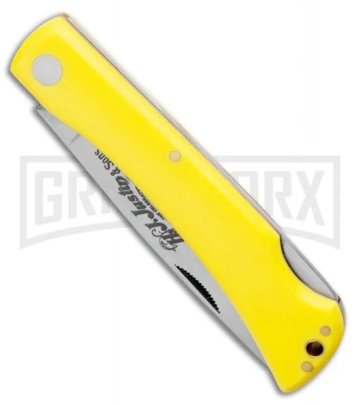 Boker Plus Rangebuster 2.0 Lockback Folding Knife Yellow - Satin Plain -AKC Knife Shop Boker Plus Justin Rangebuster 2.0 Lockback Knife Yellow 3.5 Satin 01BO172JU BHQ 125058 LS Spine large