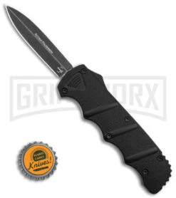 Boker Kalashnikov Black Aluminum OTF Automatic Knife - Dagger Black SW Plain -AKC Knife Shop Boker Plus Kalashinov Dagger OTF Automatic Knife Black Aluminium 3in Black SW BHQ 126000 td size large