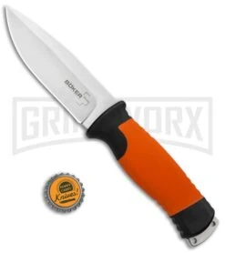 Boker Plus 02BO014 Outdoorsman Fixed Blade Knife Orange - Satin Plain -AKC Knife Shop Boker Plus Outdoorsman Fixed Blade Orange Satin 02BO014 BHQ 90659 jr bottlecap large