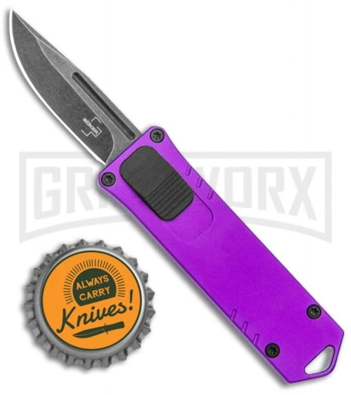 Boker Plus USB OTF Black Automatic Knife Aluminum - Purple SW Plain -AKC Knife Shop Boker Plus USB OTF Auto Purple Aluminum Black SW 06EX277SOI BHQ 125999 jr bottlecap large