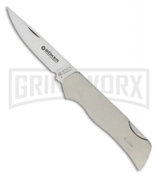 Boker Titan II Titanium Folding Knife - Satin Plain -AKC Knife Shop Boker titan ii folder 112009 large