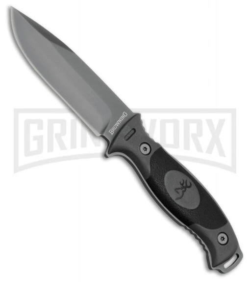 Browning Ignite Black/Gray Polymer Fixed Blade Knife - Gray Plain -AKC Knife Shop Browning Ignite Black Gray Gray BHQ 40752 er large