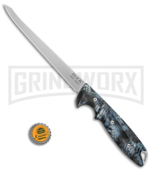 Buck Knives Buck 035 Abyss Kryptek Neptune Fillet Knife - Satin Plain -AKC Knife Shop Buck 035 Abyss Fillet knife kryptek neptune satin BHQ 66577 er size large