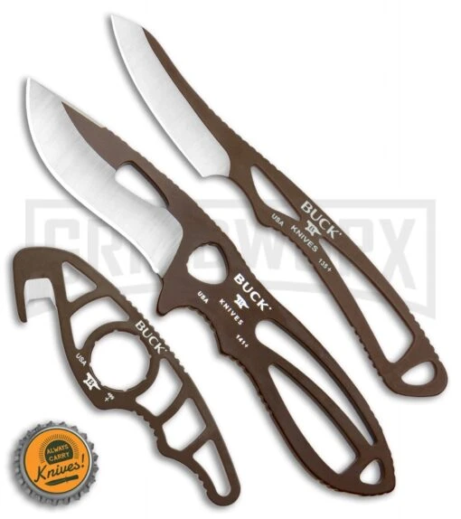 Buck Knives Buck PakLite Field Master Kit Brown Fixed Blade/Guthook - Brown/Satin -AKC Knife Shop Buck PakLite Field Master Guthook Brown 0141BRSVP BHQ 106683 jr bottlecap large