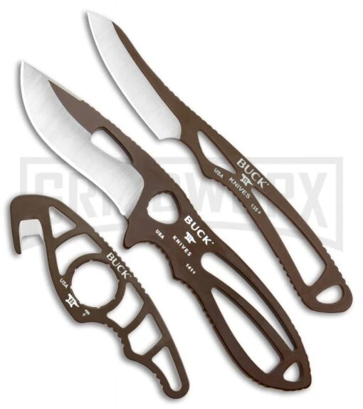 Buck Knives Buck PakLite Field Master Kit Brown Fixed Blade/Guthook - Brown/Satin -AKC Knife Shop Buck PakLite Field Master Guthook Brown 0141BRSVP BHQ 106683 jr large