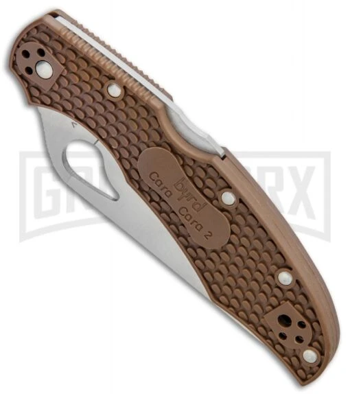 Byrd Cara Cara 2 Brown FRN Folding Knife - Satin Serr -AKC Knife Shop Byrd Cara Cara 2 LB Brown FRN Satin Serr BY03PSBN2 BHQ 89816 jr spine large