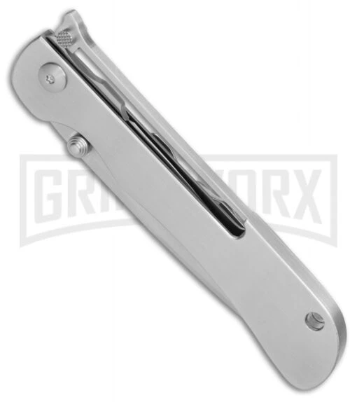 CRKT Crawford Offbeat Lockback Knife - Satin Drop Point -AKC Knife Shop CRKT Crawford Offbeat stainless steel satin BHQ 76678 er spine large