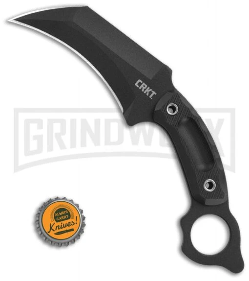 CRKT Du Hoc Karambit Black G-10 Fixed Blade Knife - Black Plain -AKC Knife Shop CRKT Du Hoc Karambit Black BHQ 85386 er bottlecap large