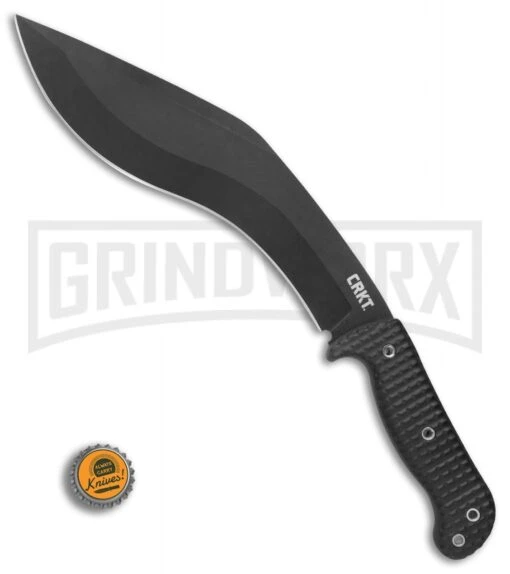 CRKT 2742 Johnson KUK Tactical Black Fixed Blade Knife - Black Kukri -AKC Knife Shop CRKT Johnson KUK Tactical Kukri black BHQ 76695 er bottlecap large