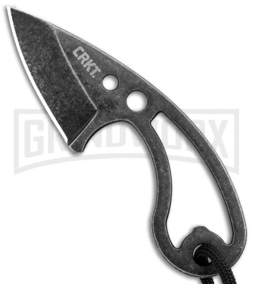 CRKT Owlet Fixed Blade Black Stonewash Neck Knife - Drop Point -AKC Knife Shop CRKT Owlet Neck Skeletonized Black SW 2716 BHQ 103912 jr large