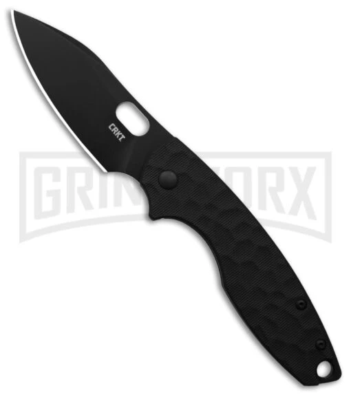 CRKT Pilar III Black G-10 Frame Lock Pocket Knife - Drop Point Black Plain -AKC Knife Shop CRKT Pillar III FL Hammered Texture Black G10 Folding Knife 2in Black BHQ 180916 td large