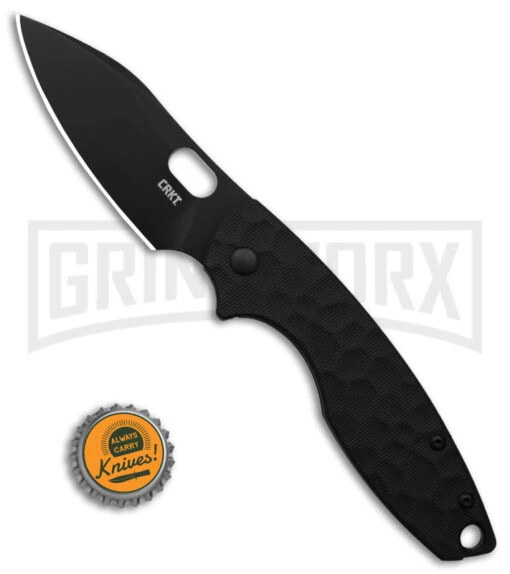 CRKT Pilar III Black G-10 Frame Lock Pocket Knife - Drop Point Black Plain -AKC Knife Shop CRKT Pillar III FL Hammered Texture Black G10 Folding Knife 2in Black BHQ 180916 td size large