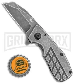 CRKT Graham Razelcliffe Stainless Steel Folding Knife - Black Stonewash Plain -AKC Knife Shop CRKT Razelcliffe Compact Frame Lock Knife Stainless Steel 2.4in Black SW 4021 BHQ 113911 LS Bottlecap large