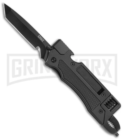 CRKT Septimo Multi-Tool Black Aluminum Liner Lock Knif - Tanto Black Plain -AKC Knife Shop CRKT Septimo Multi Tool LL BHQ 123510 jr large