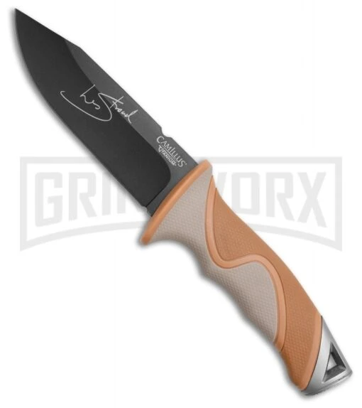 Camillus Blackfoot Brown Fixed Blade Knife - Black Plain -AKC Knife Shop Camillus Blackfoot brown black BHQ 43020 er large