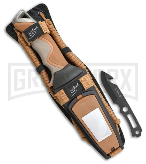 Camillus Blackfoot Brown Fixed Blade Knife - Black Plain -AKC Knife Shop Camillus Blackfoot brown black BHQ 43020 er sheath large