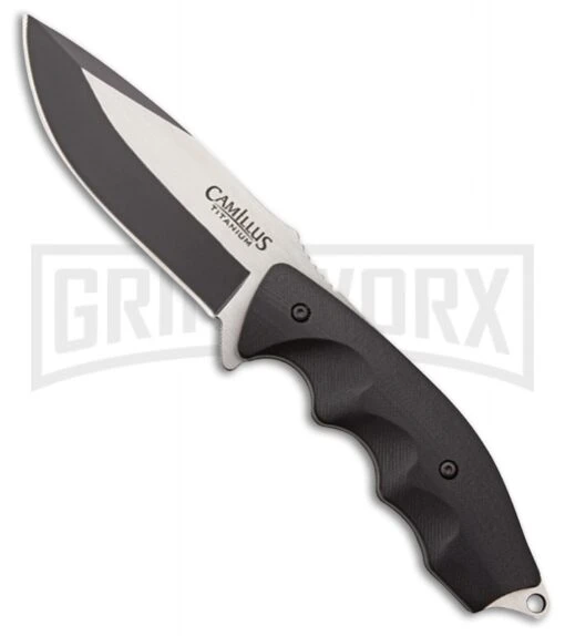 Camillus Soar Black G-10 Fixed Blade Knife - Two-Tone Plain -AKC Knife Shop Camillus Soar Black G10 two tone BHQ 43029 er large