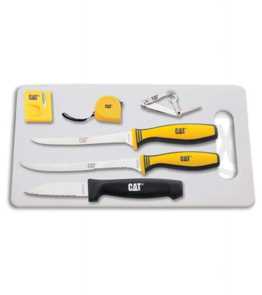 Caterpillar Tackle Box Fillet Kit Black/Yellow -AKC Knife Shop Caterpillar Tackle box fillet kit cutting board BHQ 69539 er large